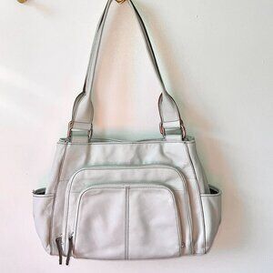 Tignanello white leather shoulder bag with organization pockets